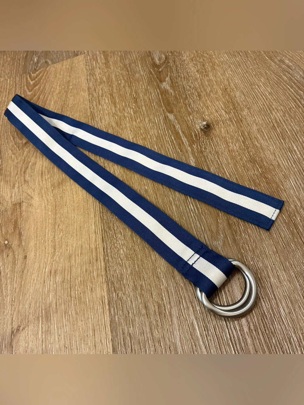 VINEYARD VINES Size M Kid's Belt Blue Striped Web D-Ring   Excellent Condition